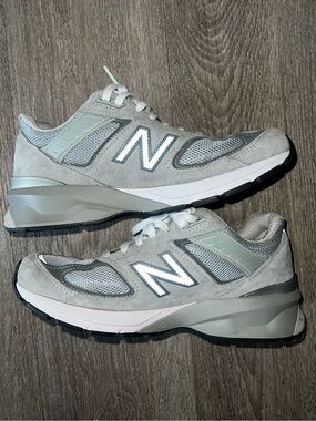 New Balance Light Gray Suede & Mesh Running Shoes